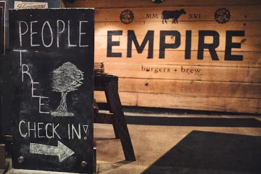 The People Tree check-in sign at Empire Burgers & Brew